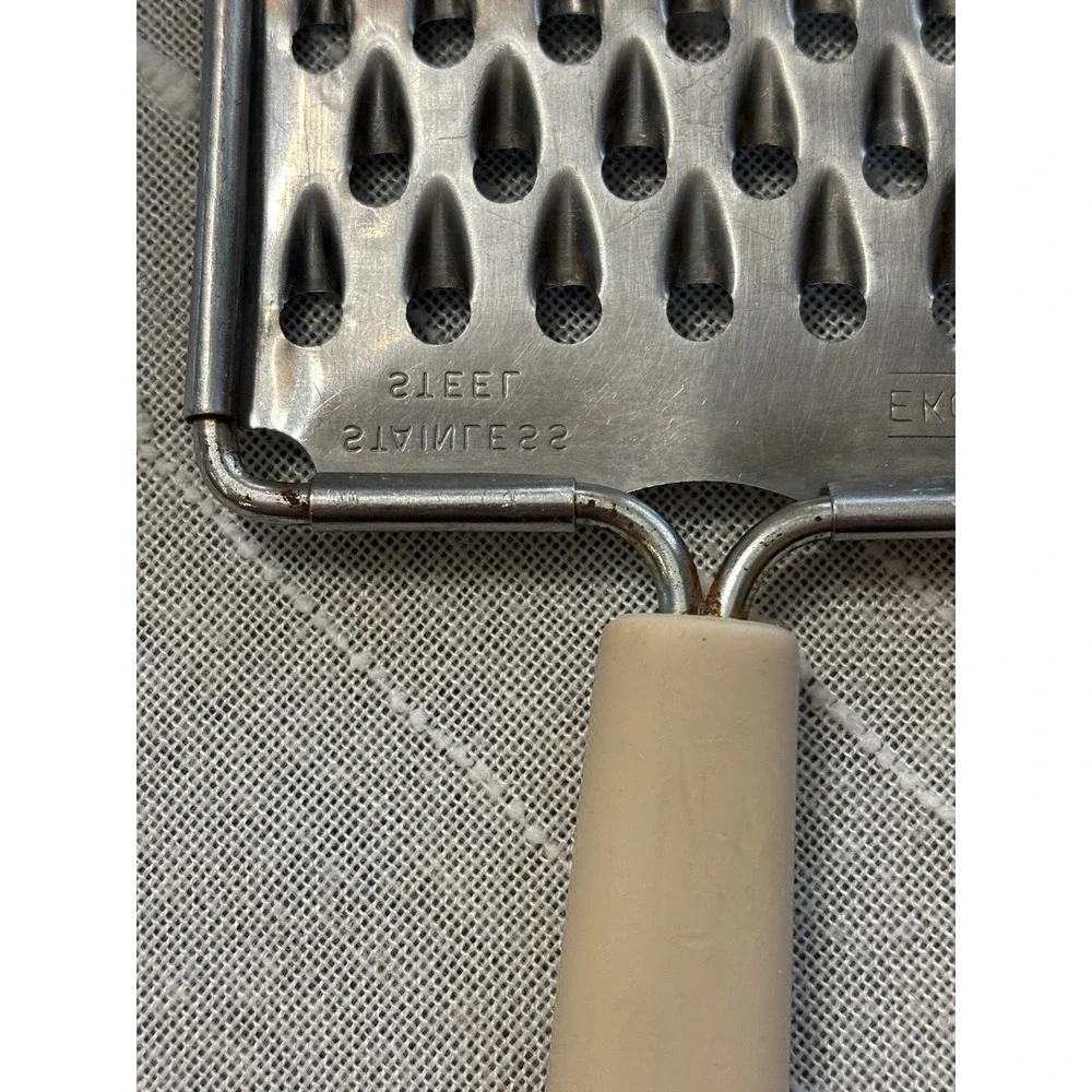 Ekco VTG Stainless Steel Hand Held Veggie Cheese Grater Zester Almond Handle 10